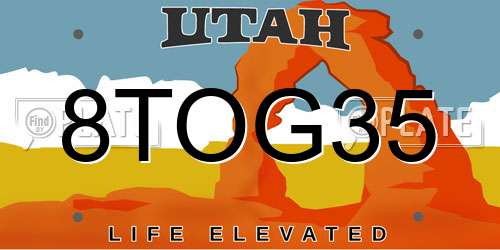 8TOG35 Utah License Plate