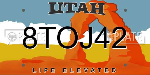 8TOJ42 Utah License Plate