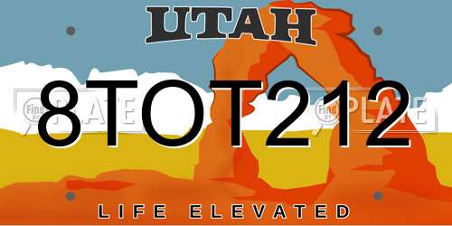 8TOT212 Utah License Plate