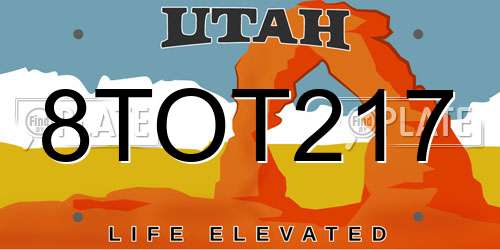 8TOT217 Utah License Plate