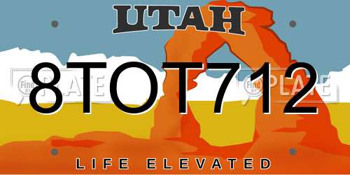 8TOT712 Utah License Plate