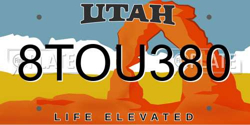 8TOU380 Utah License Plate