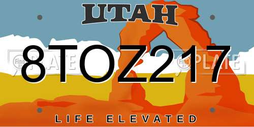 8TOZ217 Utah License Plate