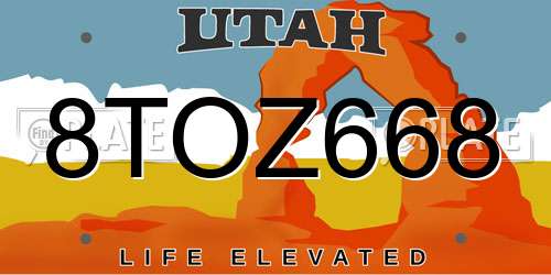8TOZ668 Utah License Plate