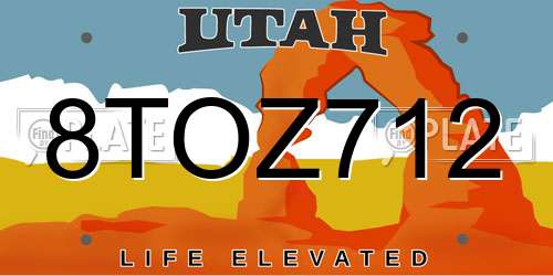 8TOZ712 Utah License Plate