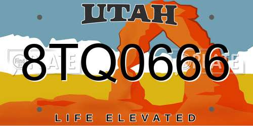 8TQ0666 Utah License Plate