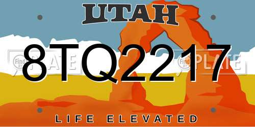 8TQ2217 Utah License Plate