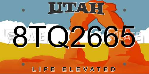 8TQ2665 Utah License Plate