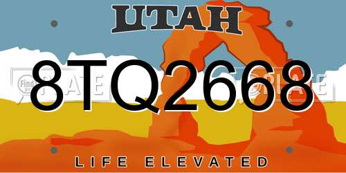 8TQ2668 Utah License Plate