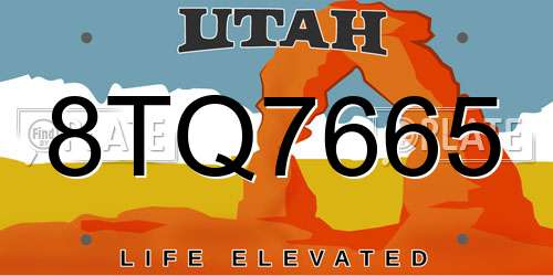 8TQ7665 Utah License Plate
