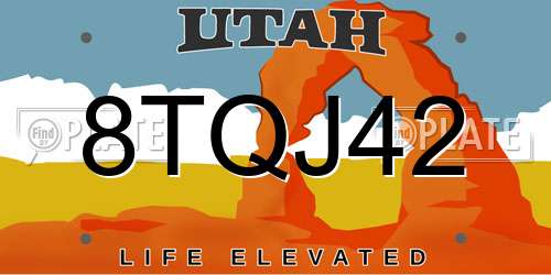 8TQJ42 Utah License Plate
