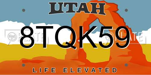 8TQK59 Utah License Plate