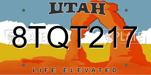 8TQT217 Utah License Plate