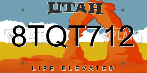 8TQT712 Utah License Plate