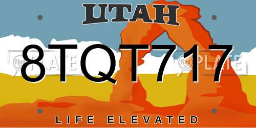 8TQT717 Utah License Plate