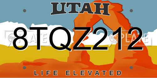8TQZ212 Utah License Plate