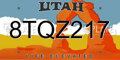8TQZ217 Utah License Plate