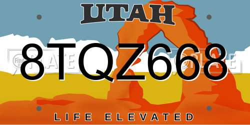 8TQZ668 Utah License Plate