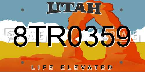 8TR0359 Utah License Plate