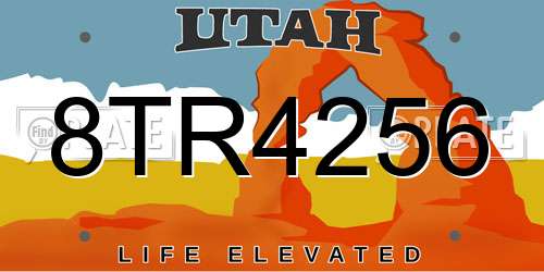 8TR4256 Utah License Plate