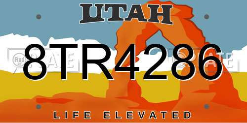 8TR4286 Utah License Plate