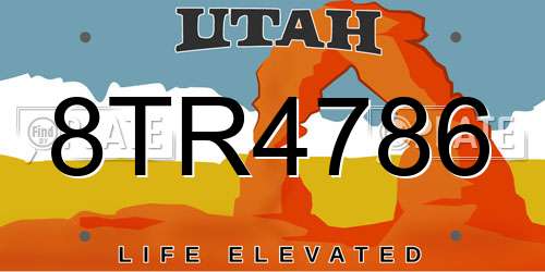 8TR4786 Utah License Plate