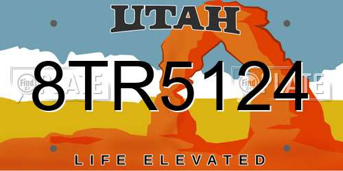 8TR5124 Utah License Plate