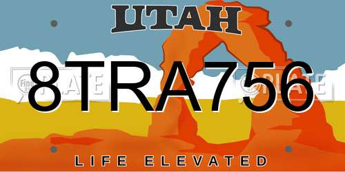 8TRA756 Utah License Plate