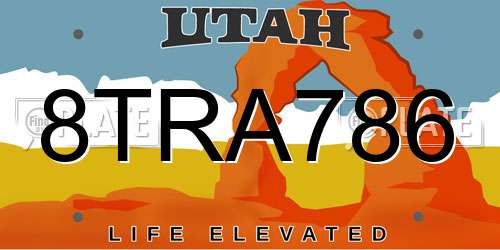 8TRA786 Utah License Plate