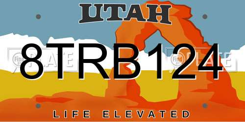 8TRB124 Utah License Plate