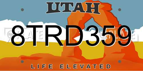 8TRD359 Utah License Plate