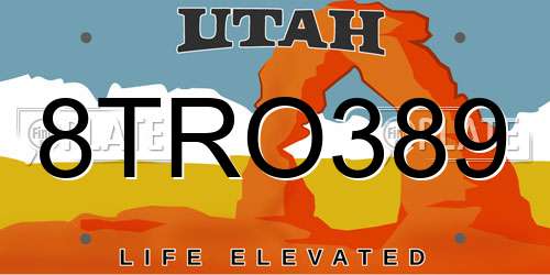 8TRO389 Utah License Plate