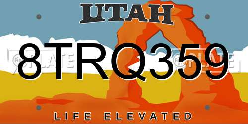 8TRQ359 Utah License Plate
