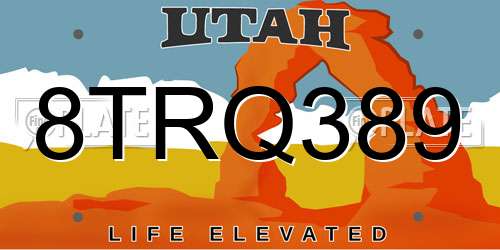 8TRQ389 Utah License Plate