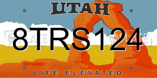 8TRS124 Utah License Plate