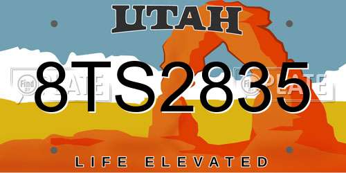 8TS2835 Utah License Plate
