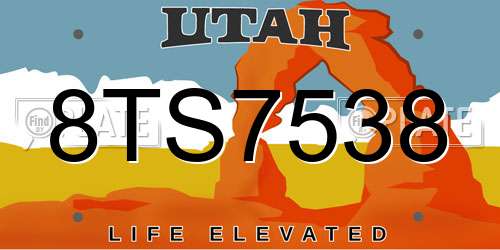 8TS7538 Utah License Plate