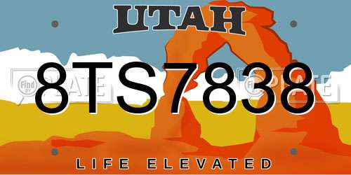 8TS7838 Utah License Plate