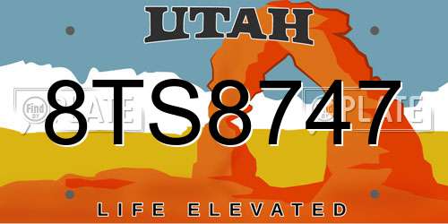 8TS8747 Utah License Plate