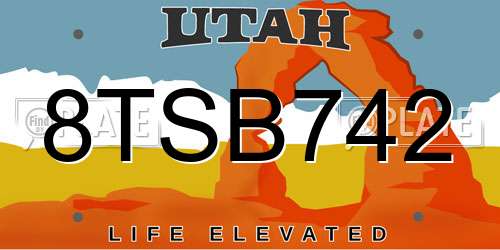 8TSB742 Utah License Plate