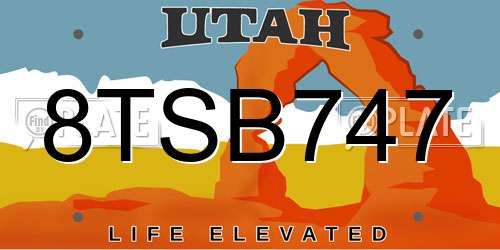 8TSB747 Utah License Plate