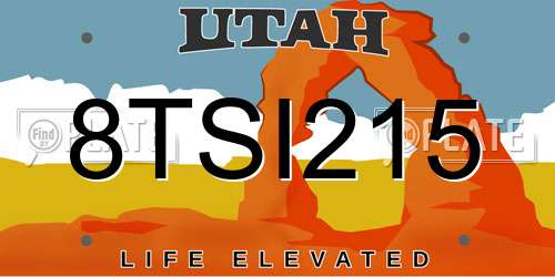 8TSI215 Utah License Plate