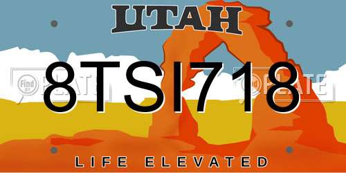 8TSI718 Utah License Plate