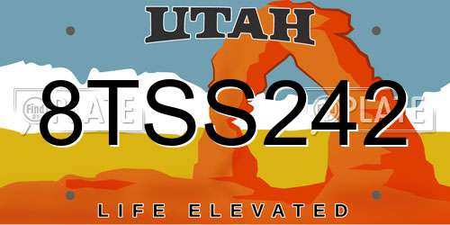 8TSS242 Utah License Plate