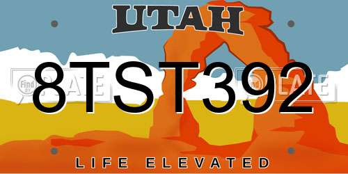 8TST392 Utah License Plate