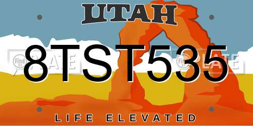 8TST535 Utah License Plate