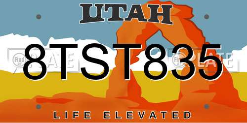 8TST835 Utah License Plate
