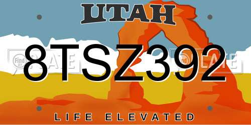 8TSZ392 Utah License Plate