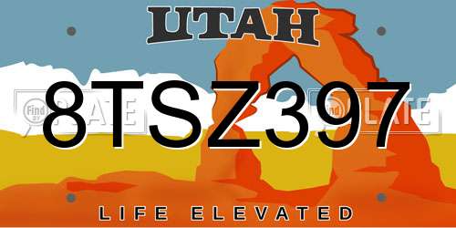 8TSZ397 Utah License Plate