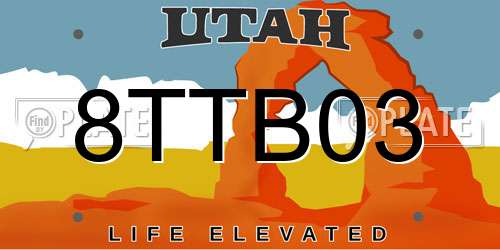 8TTB03 Utah License Plate